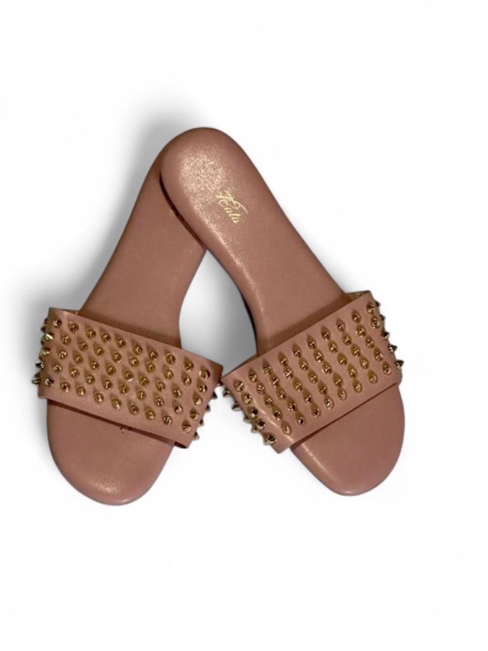Studded Pink Slide Sandals